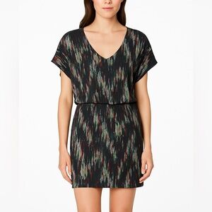 Saloni Printed Jersey Mini Dress Women’s Size 2 Black Multicolor V Neck